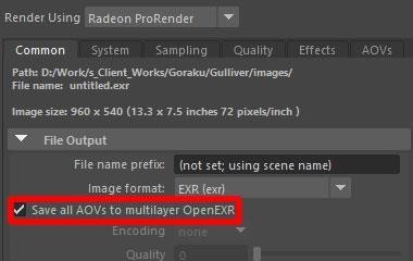 Enabling this option will save all rendered Arbitrary Output Variables (AOVs) in a single