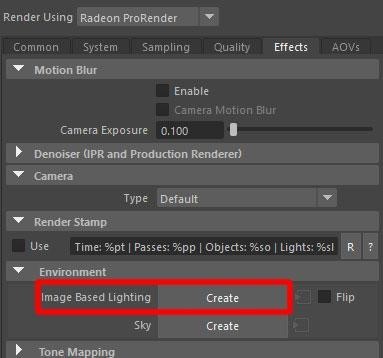 Create next to the Image Based Lighting label